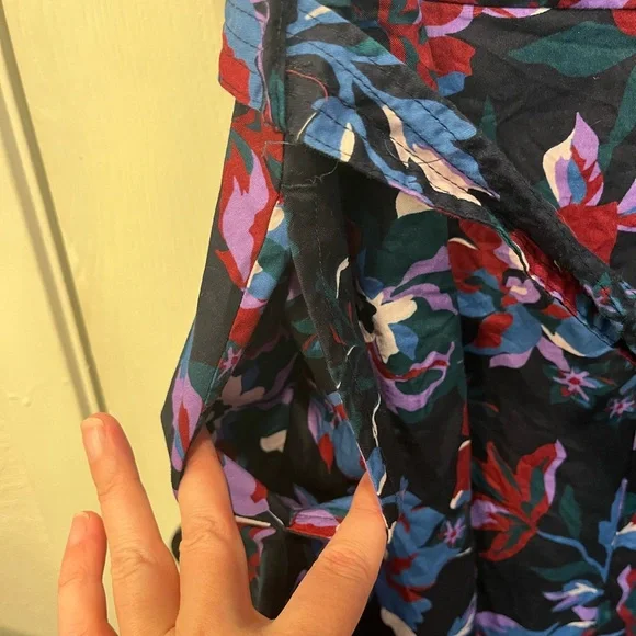 Free Assembly Dark Floral Maxi Midi Dress Cotton Pockets Size XL 16-18 - Picture 5 of 10